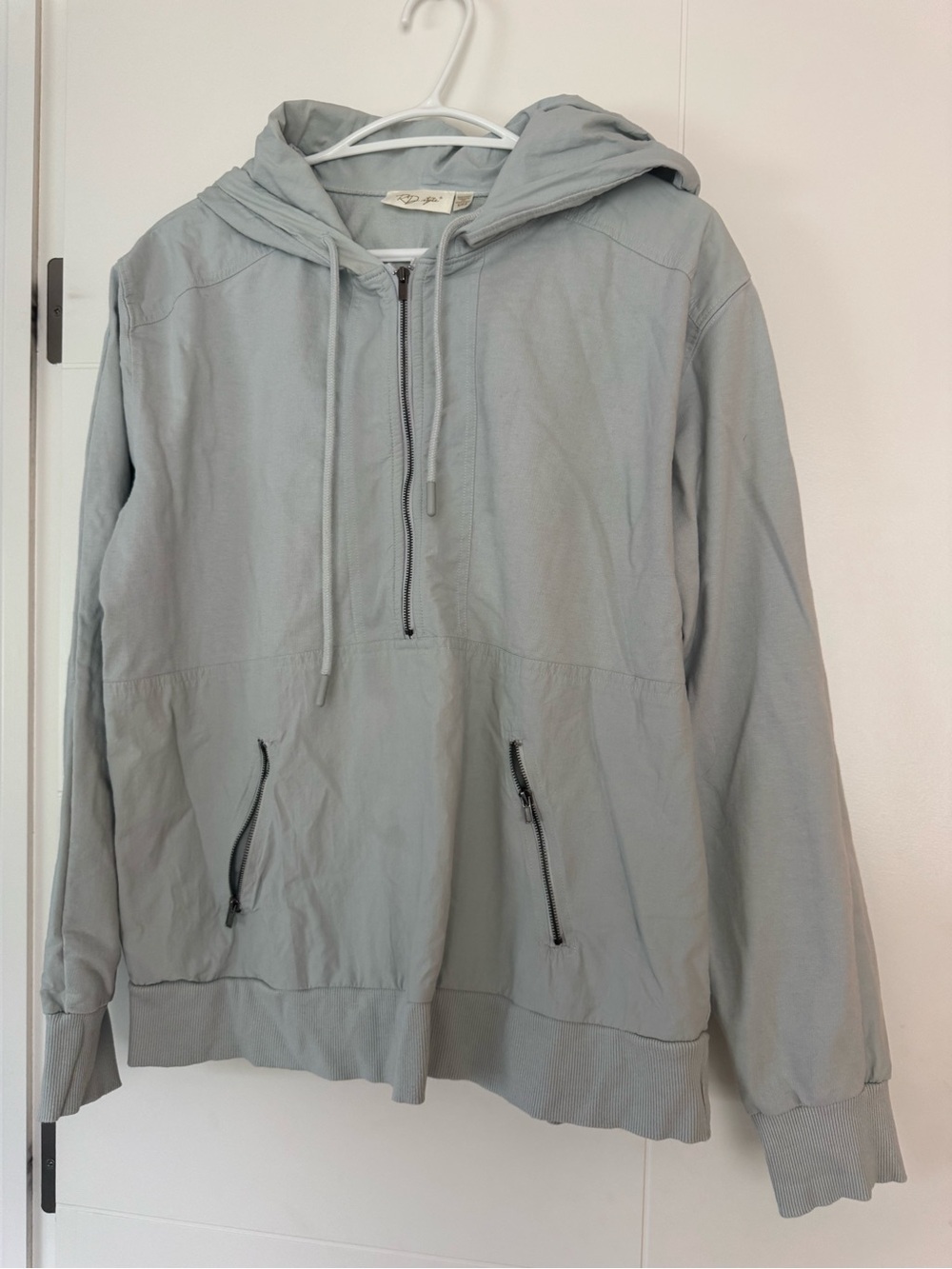 RD Style Light Gray Zip-Up Hooded Sweatshirt